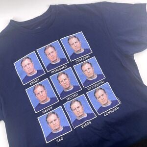 Boston Sports Apparel Company XL Graphic T Shirt Navy Blue Patriots‎ Coach Mugsh